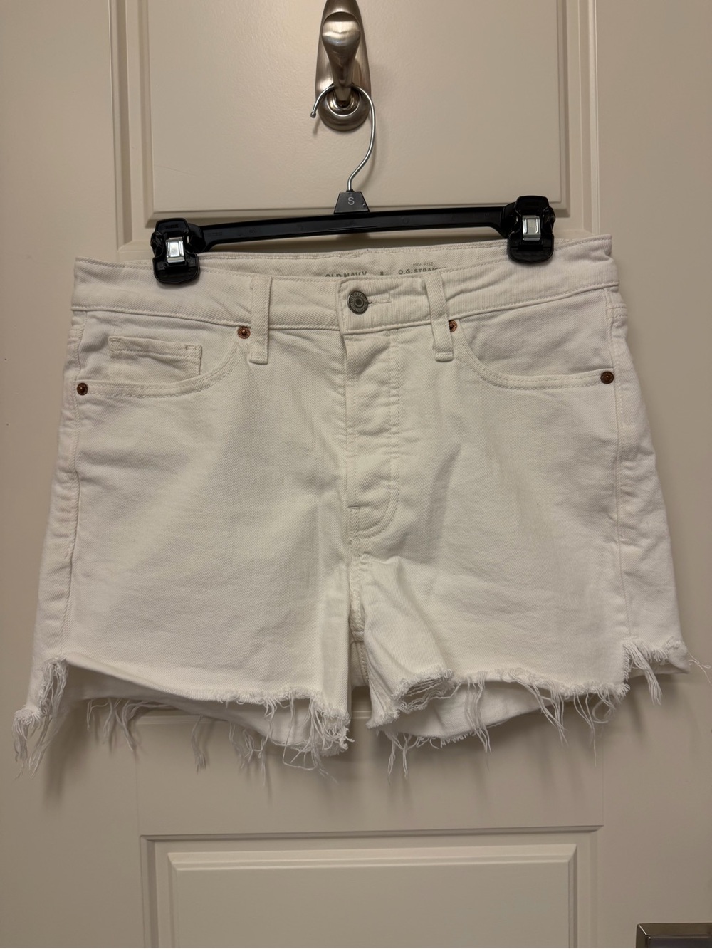 Old Navy White Frayed Hem High Waist Women’s Denim Shorts